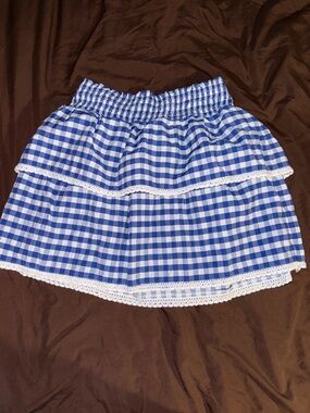 Cat & Jack Blue and White Gingham Tiered Skirt